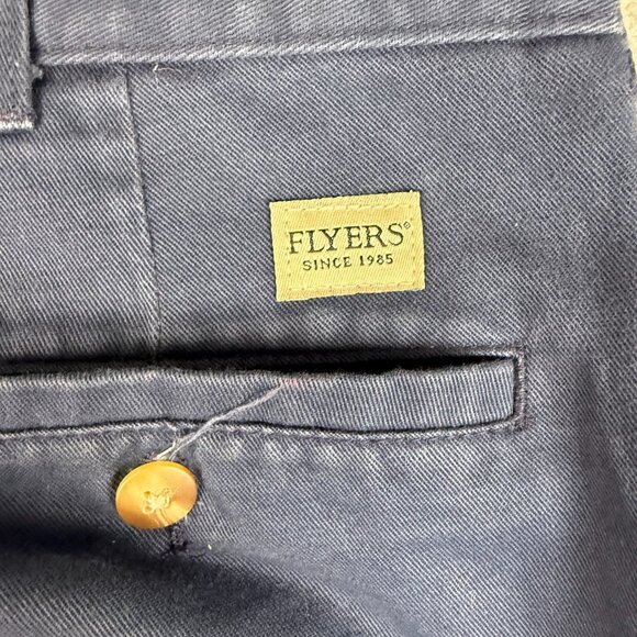 Flyers Classic Fit Pants Men's 36x32 Pleated Front Khaki Slacks Casual Navy Blue - Picture 5 of 6
